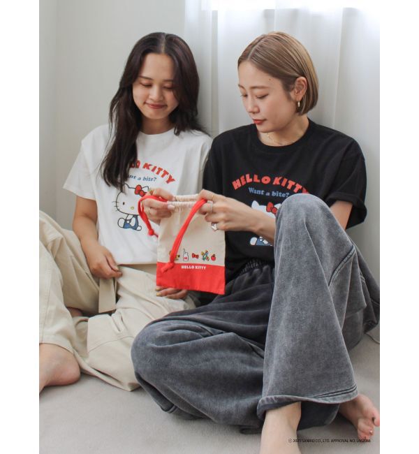 Ungrid「【ハローキティーコラボ】ロゴデザイン巾着ポーチ」|ポーチ|