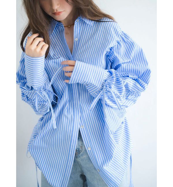 Ungrid「ギャザーデザインルーズシャツ」|シャツ・ブラウス|