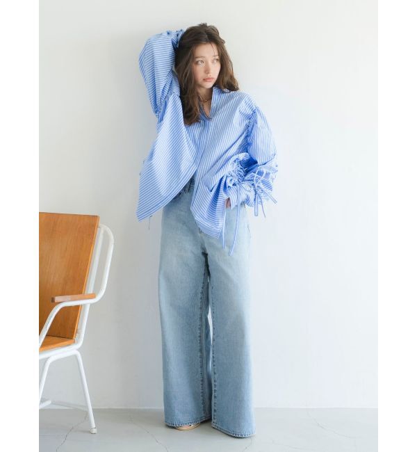 Ungrid「ギャザーデザインルーズシャツ」|シャツ・ブラウス|