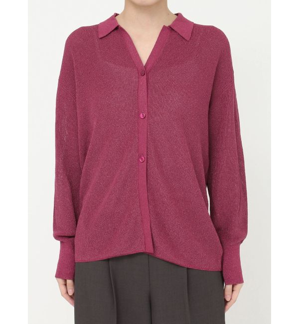 LAGUNAMOON「シャツカラーシアーニットカーディガン」|カーディガン|