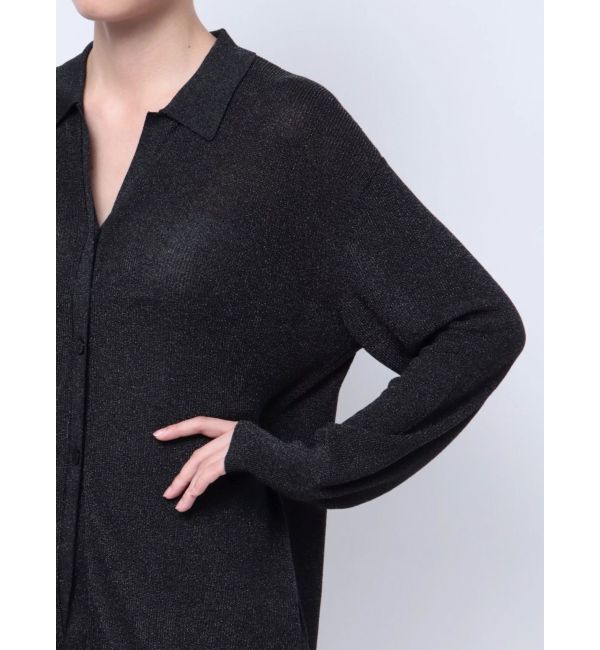 LAGUNAMOON「シャツカラーシアーニットカーディガン」|カーディガン|