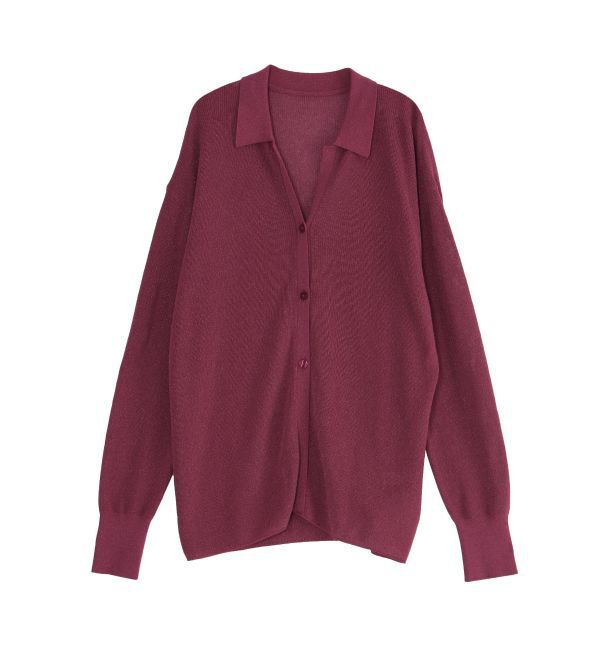 LAGUNAMOON「シャツカラーシアーニットカーディガン」|カーディガン|プラム