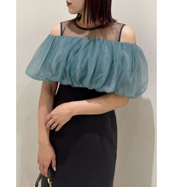 LAGUNAMOON「LADYチュールオフショルIラインドレス」|ドレス|チャコールグレー