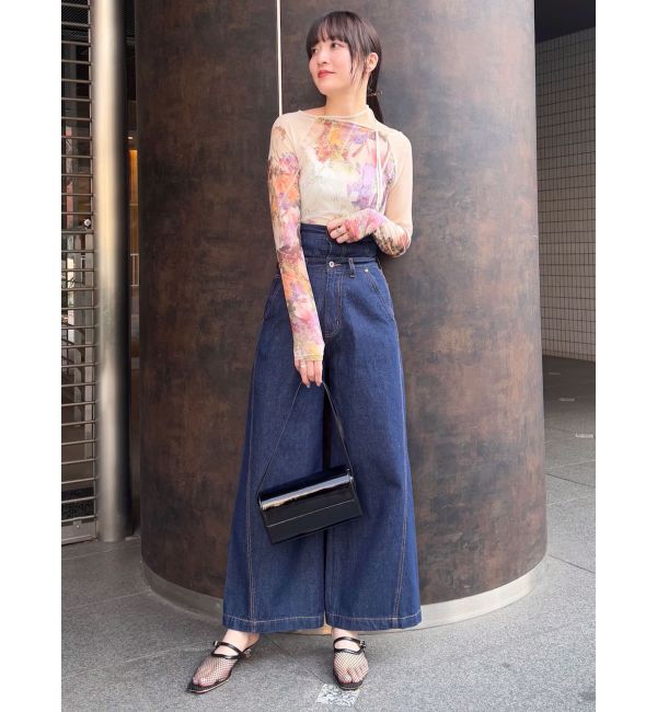 LAGUNAMOON「ハイウエストデニムバギーパンツ」|デニム|