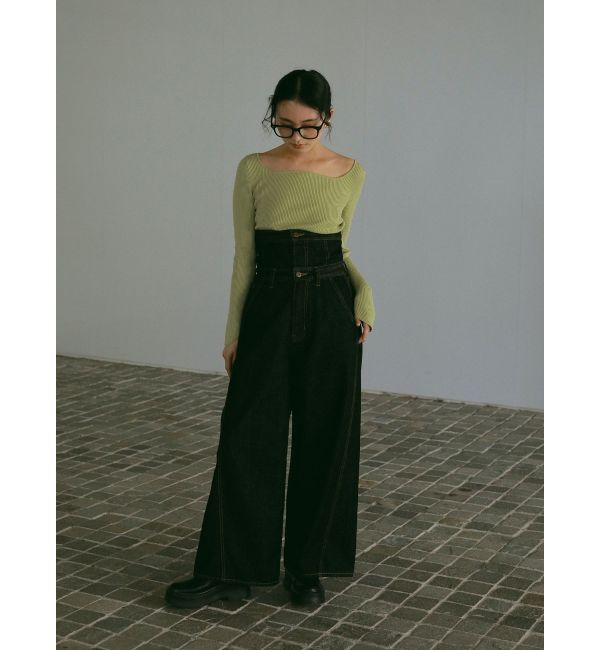 LAGUNAMOON「ハイウエストデニムバギーパンツ」|デニム|