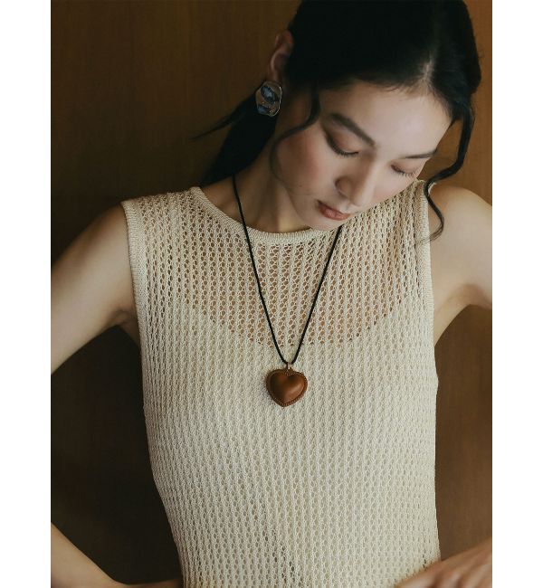 LAGUNAMOON「レザーライクハートネックレス」|ネックレス|ブラウン