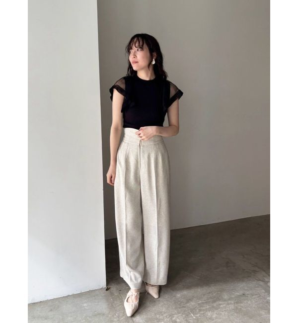 LAGUNAMOON「ツイードジップハイウエストワイドパンツ」|その他|