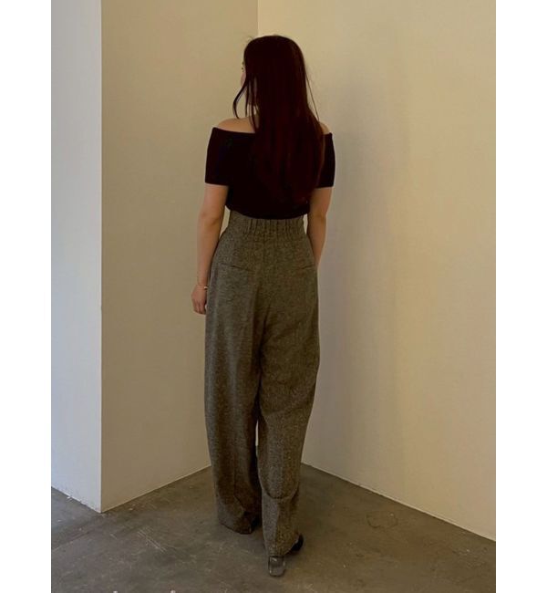 LAGUNAMOON「ツイードジップハイウエストワイドパンツ」|その他|