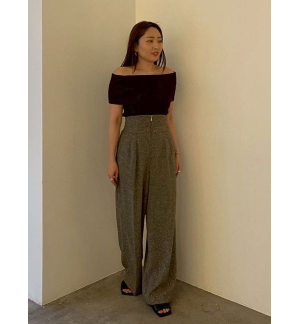LAGUNAMOON「ツイードジップハイウエストワイドパンツ」|その他|