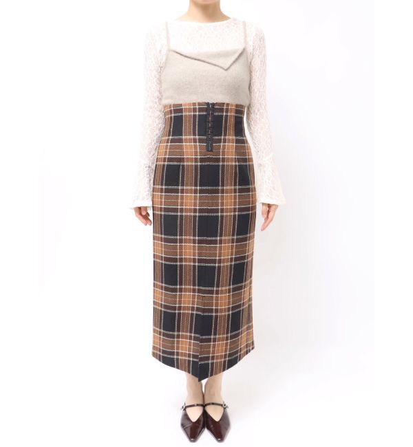 LAGUNAMOON「ロービングチェックナロースカート」|スカート|