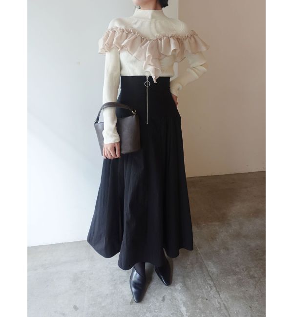 LAGUNAMOON「フロントZIPコルセットデザインフレアスカート」|スカート|