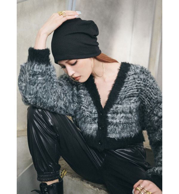 EVRIS「ミックスシャギーショートニットカーディガン」|カーディガン|