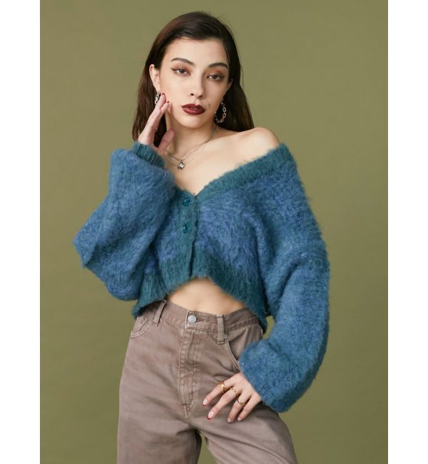 EVRIS「ミックスシャギーショートニットカーディガン」|カーディガン|