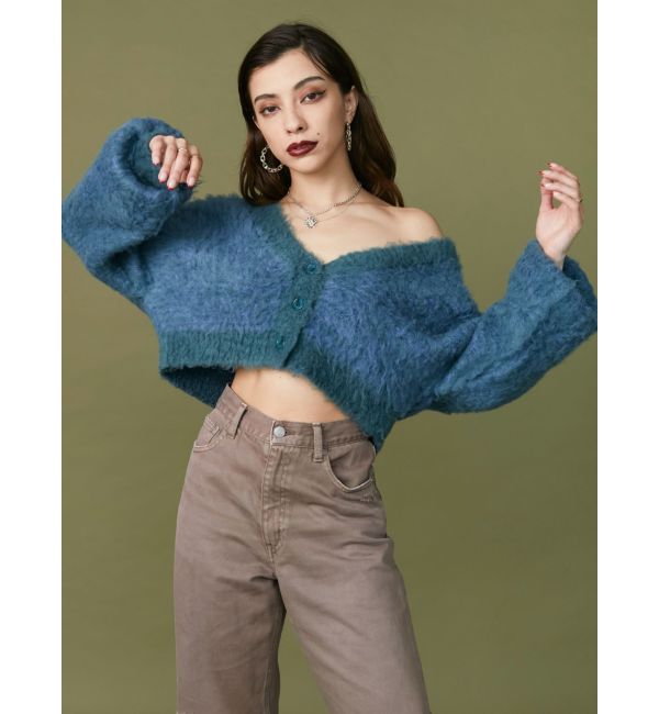 EVRIS「ミックスシャギーショートニットカーディガン」|カーディガン|