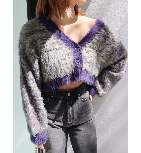 EVRIS「ミックスシャギーショートニットカーディガン」|カーディガン|