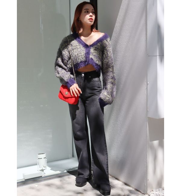 EVRIS「ミックスシャギーショートニットカーディガン」|カーディガン|