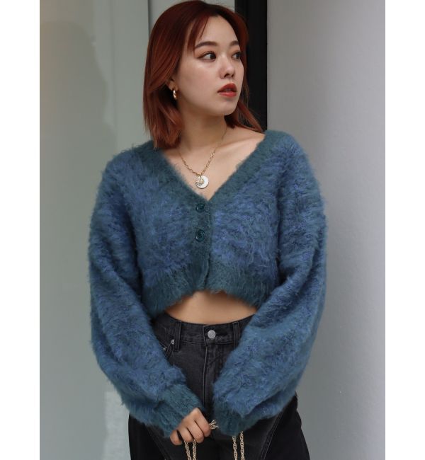 EVRIS「ミックスシャギーショートニットカーディガン」|カーディガン|