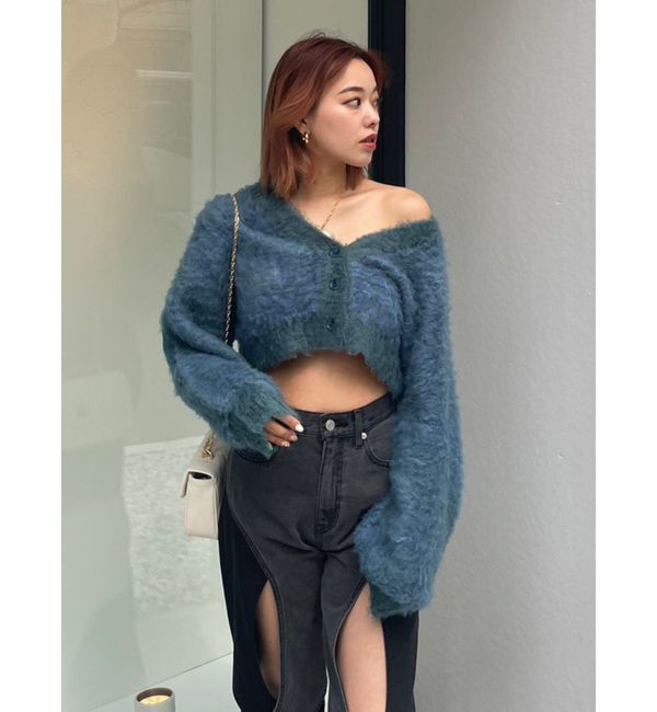 EVRIS「ミックスシャギーショートニットカーディガン」|カーディガン|