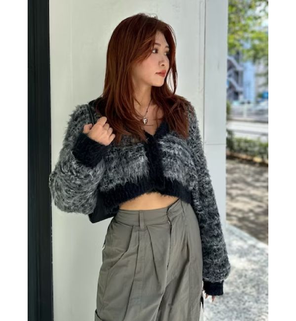 EVRIS「ミックスシャギーショートニットカーディガン」|カーディガン|