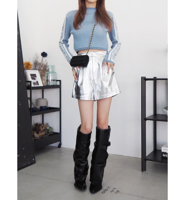 EVRIS「フェイクレザーメタリックショートパンツ」|その他|