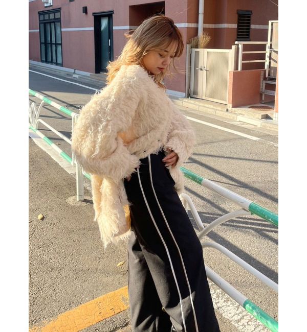 EVRIS「サイドラインワイドパンツ」|その他|ブラック