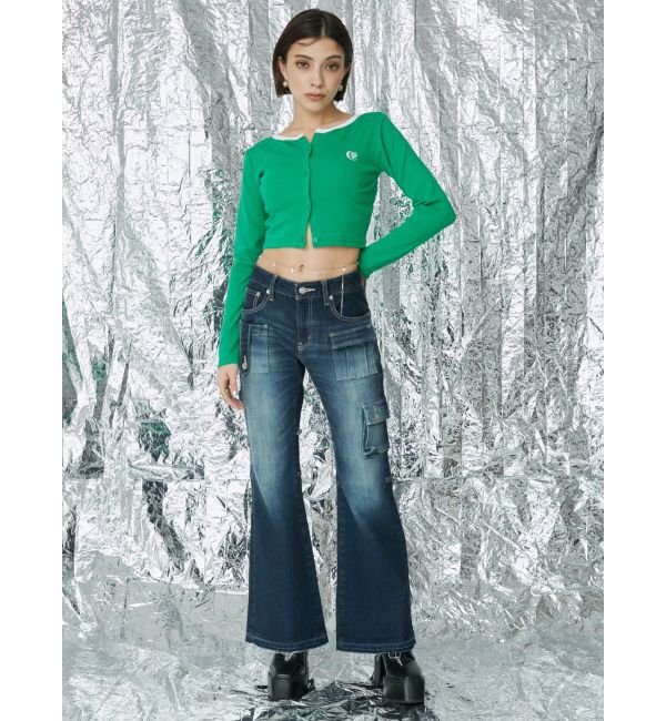 EVRIS「カーゴデザインフレアデニムパンツ」|デニム|