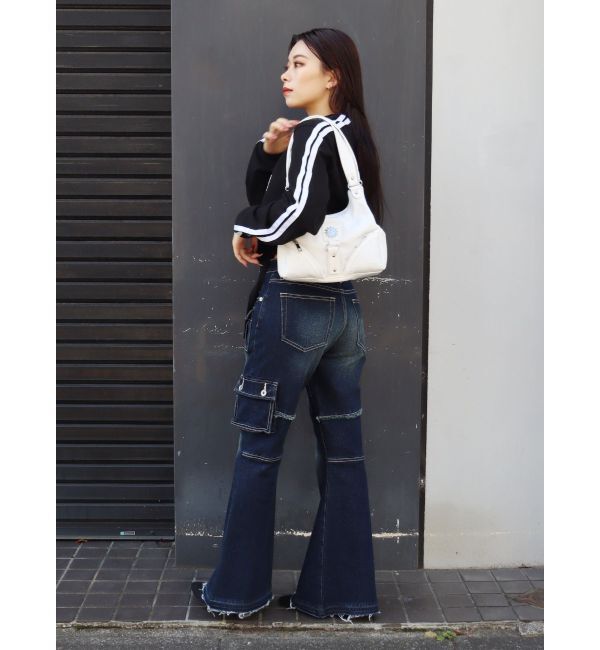 EVRIS「カーゴデザインフレアデニムパンツ」|デニム|