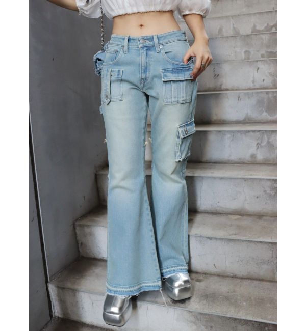 EVRIS「カーゴデザインフレアデニムパンツ」|デニム|