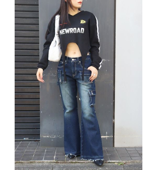 EVRIS「カーゴデザインフレアデニムパンツ」|デニム|