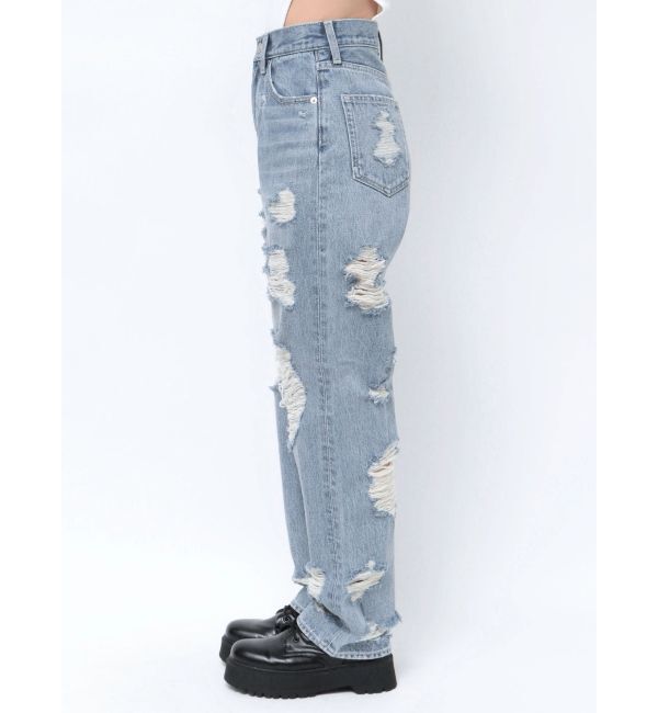 EVRIS「ハイダメージワイドデニムパンツ」|デニム|