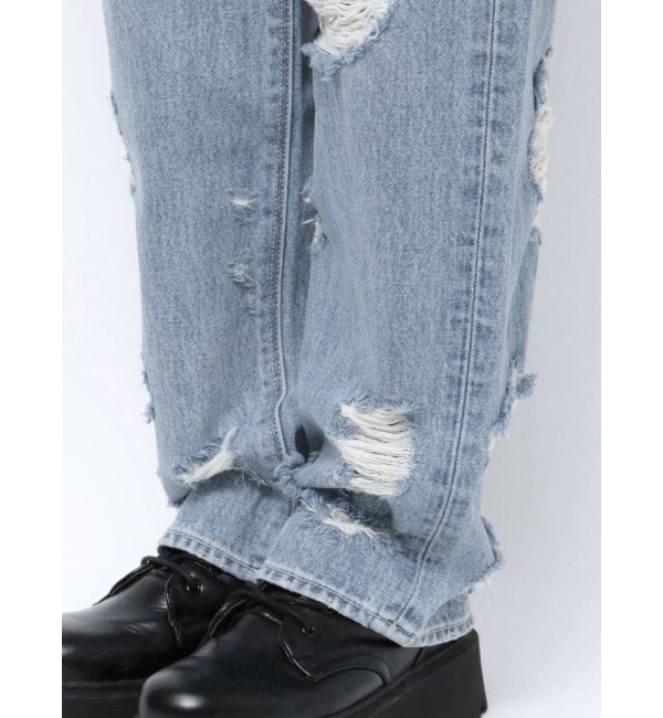 EVRIS「ハイダメージワイドデニムパンツ」|デニム|