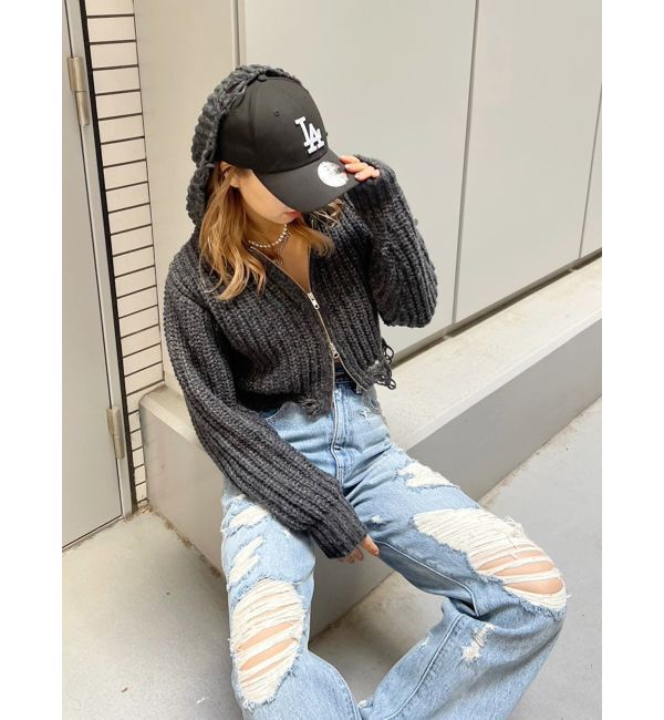 EVRIS「ハイダメージワイドデニムパンツ」|デニム|