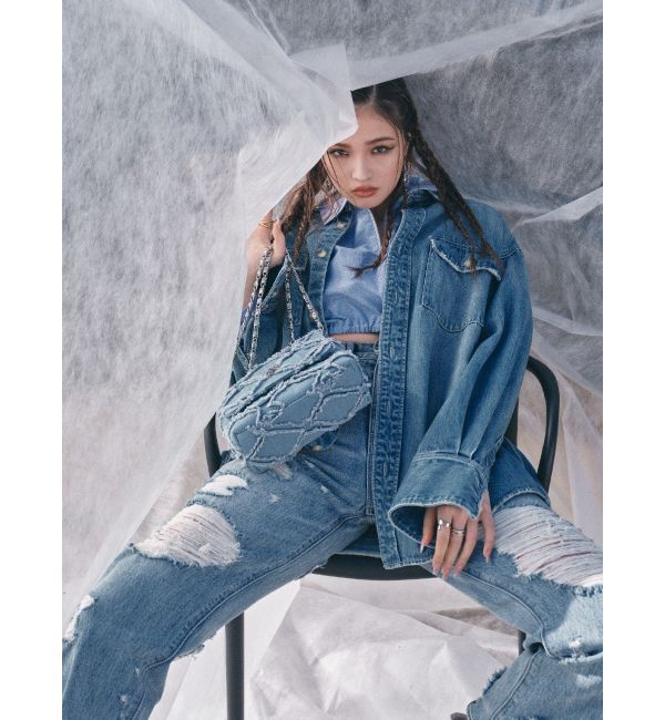 EVRIS「ハイダメージワイドデニムパンツ」|デニム|