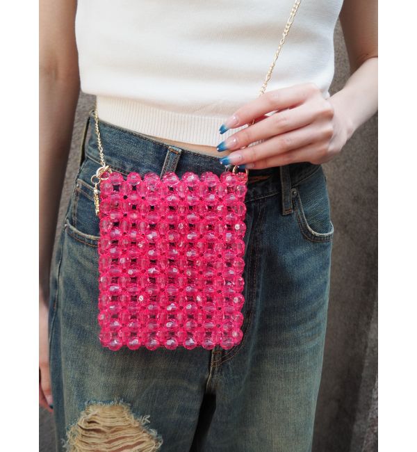 EVRIS「コンパクトビーズBAG」|ショルダー・メッセンジャー|ピンク
