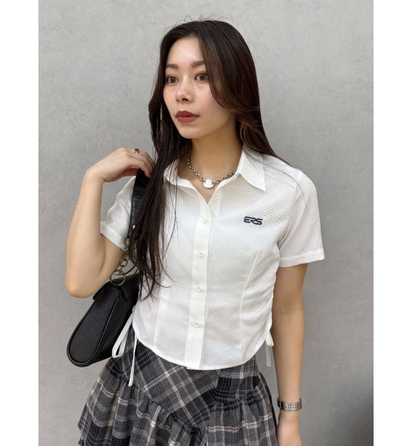 EVRIS「ワンポイントドロストショートシャツ」|シャツ・ブラウス|ホワイト