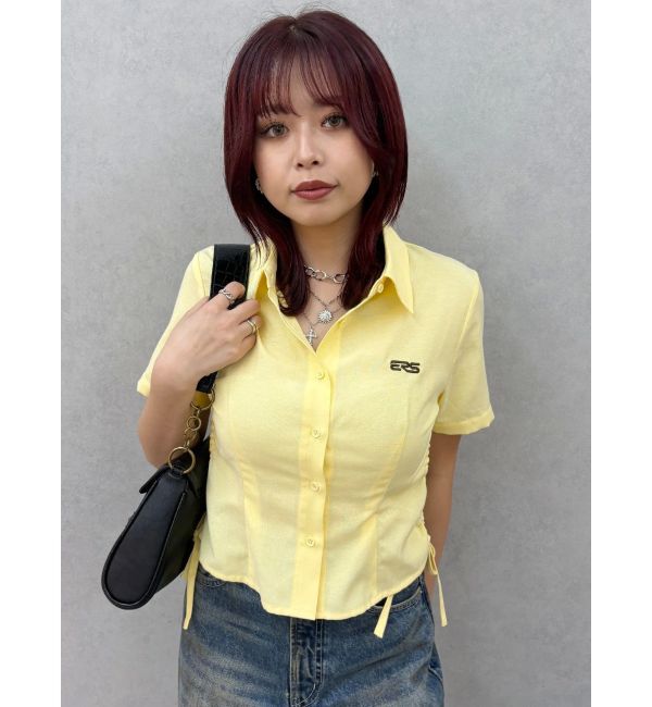 EVRIS「ワンポイントドロストショートシャツ」|シャツ・ブラウス|イエロー