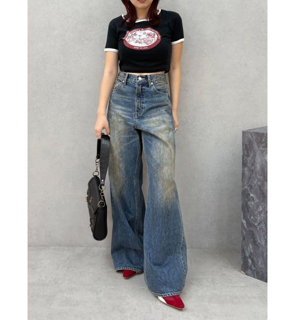 EVRIS「ヴィンテージライクボリュームワイドデニムパンツ」|デニム|