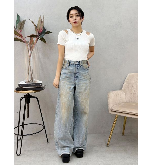 EVRIS「ヴィンテージライクボリュームワイドデニムパンツ」|デニム|