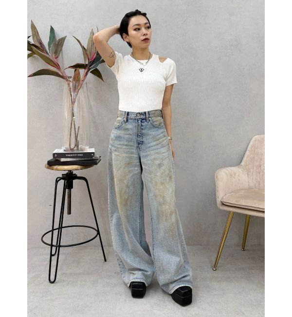 EVRIS「ヴィンテージライクボリュームワイドデニムパンツ」|デニム|