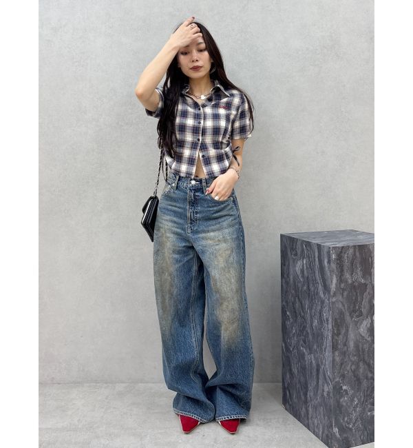 EVRIS「ヴィンテージライクボリュームワイドデニムパンツ」|デニム|