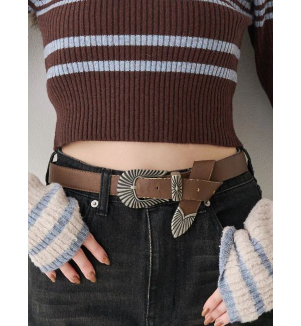 EVRIS「メタルバックルフェイクレザーベルト」|ベルト|ブラウン