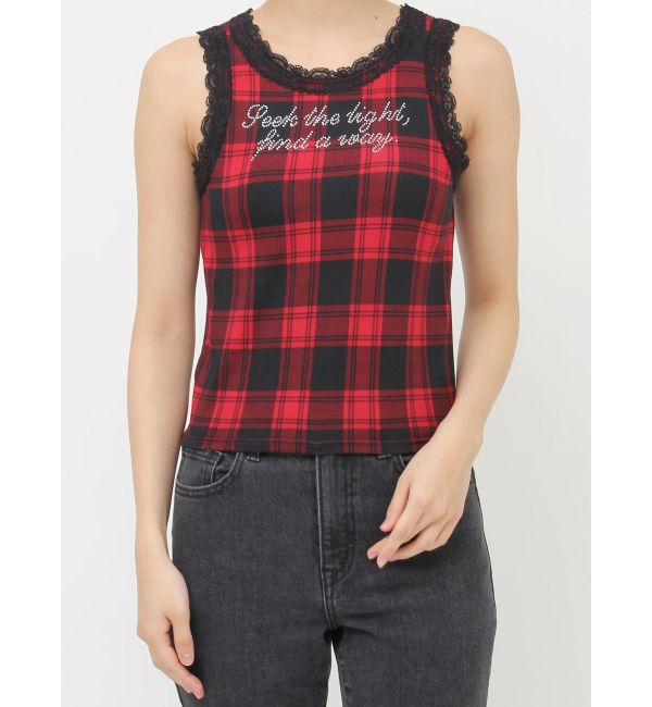 jouetie「レースラインストーンロゴタンクトップ」|タンクトップ|