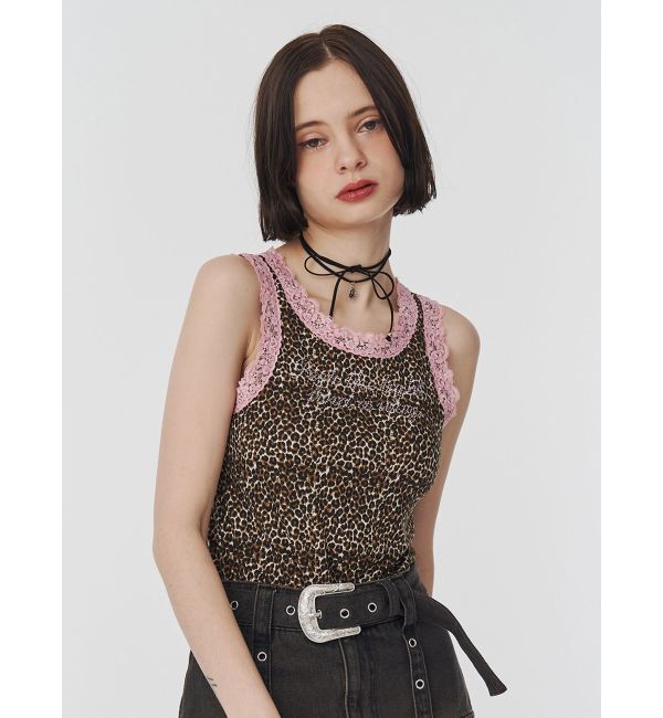 jouetie「レースラインストーンロゴタンクトップ」|タンクトップ|ブラウン