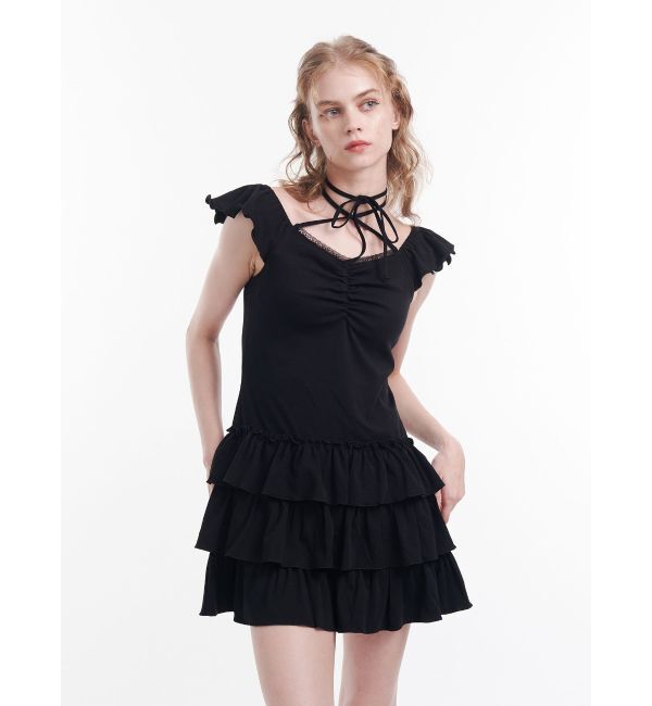 jouetie「フレンチスリーブフリルワンピース」|ワンピース|ブラック