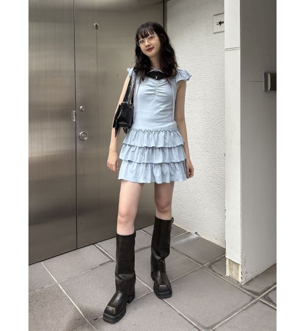 jouetie「フレンチスリーブフリルワンピース」|ワンピース|ブルー