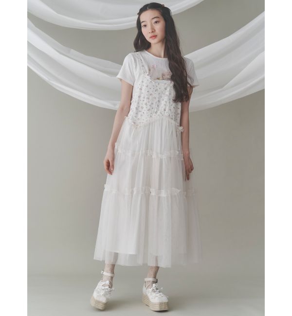 merry jenny「petit flowerチュールキャミワンピース」|ワンピース|