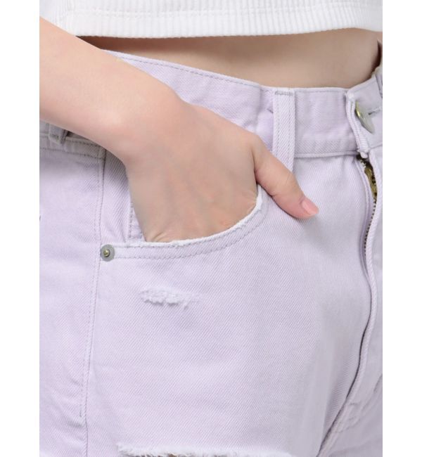 GYDA「BACK RIPPEDカラーデニムショートパンツ」|デニム|