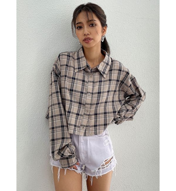 GYDA「BACK RIPPEDカラーデニムショートパンツ」|デニム|