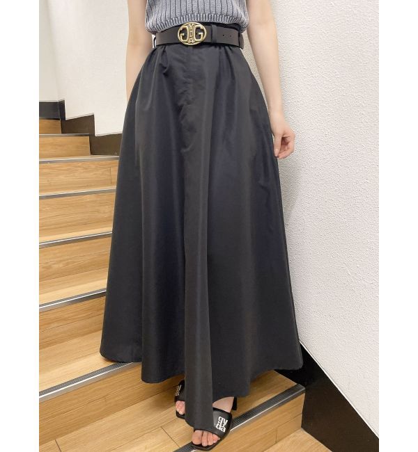 GYDA「ロングボリューム フレアスカート」|フレア|ブラック