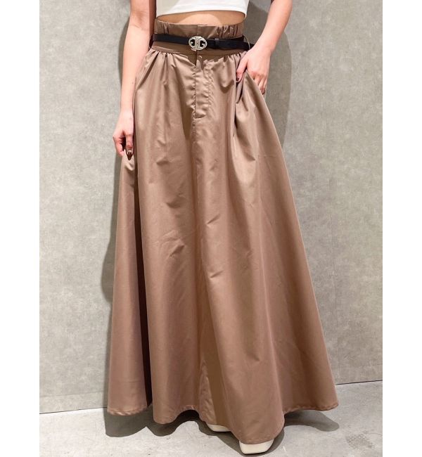 GYDA「ロングボリューム フレアスカート」|フレア|ベージュ